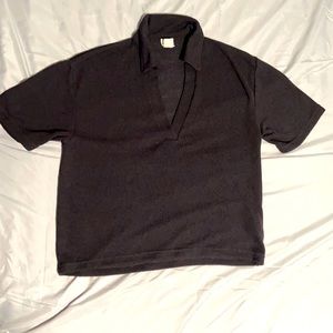 H&M short sleeve vneck pull over knitted top / size small/ charcoal gray